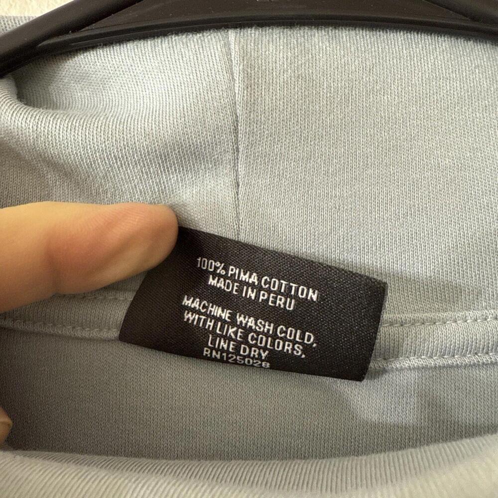 Jeff  100% Pima Cotton Turtleneck Mens Sz L Soft Blue Office Academia Layer Prep - Picture 3 of 6